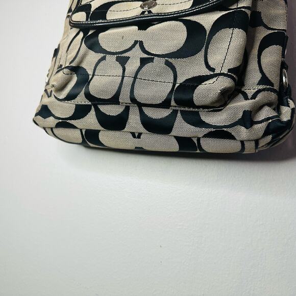 COACH Black Grey C Monogramed Shoulder Purse Crossbody Hand Bag - Picture 6 of 13